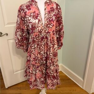 Floral Pink and Red Aria Dress